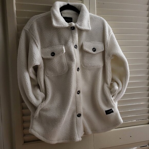 Unisex New White Winter Fleece Jacket Small - Picture 1 of 5